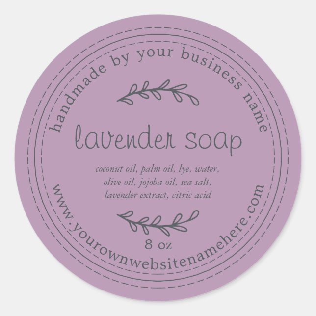Rustic Handmade Lavender Soap Purple Classic Round Sticker (Front)