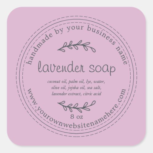 Rustic Handmade Lavender Soap Purple Square Sticker