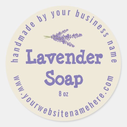 Rustic Handmade Lavender Soap Purple White Classic Round Sticker