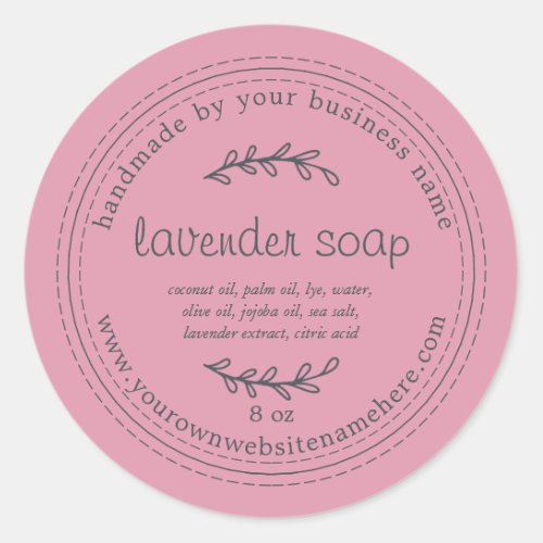 Rustic Handmade Lavender Soap Sea Pink Classic Round Sticker