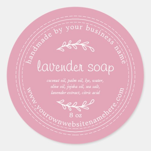 Rustic Handmade Lavender Soap Sea Pink Classic Round Sticker