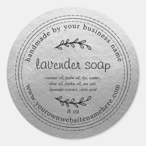 Rustic Handmade Lavender Soap Silver Classic Round Sticker