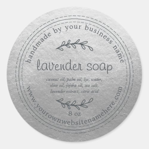 Rustic Handmade Lavender Soap Silver Classic Round Sticker