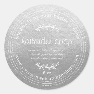 Rustic Handmade Lavender Soap Silver Classic Round Sticker
