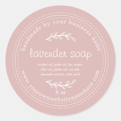 Rustic Handmade Lavender Soap Silver Pink Classic Round Sticker