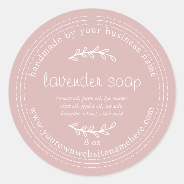 Rustic Handmade Lavender Soap Silver Pink Classic Round Sticker (Front)
