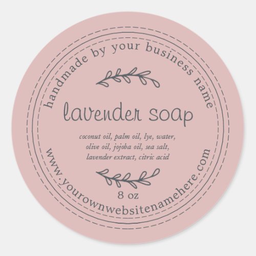 Rustic Handmade Lavender Soap Silver Pink Classic Round Sticker