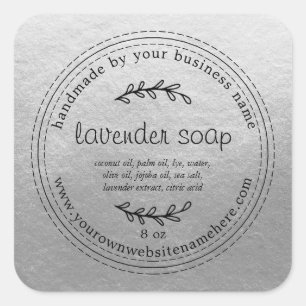 Rustic Handmade Lavender Soap Silver Square Sticker