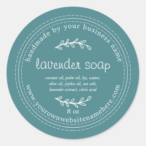 Rustic Handmade Lavender Soap Teal Classic Round Sticker