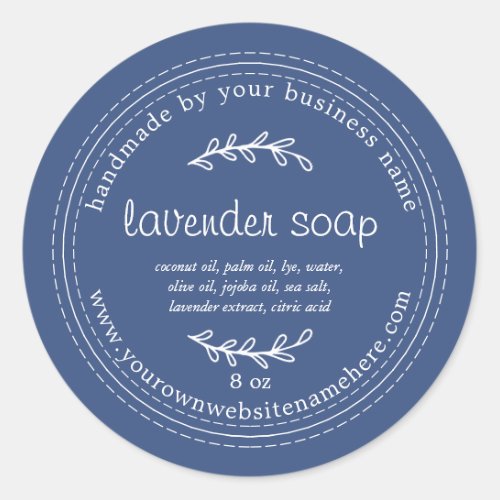 Rustic Handmade Lavender Soap True Blue Classic Round Sticker