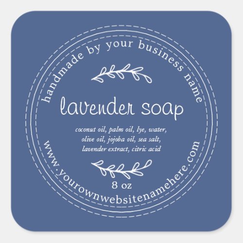 Rustic Handmade Lavender Soap True Blue Square Sticker