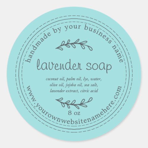 Rustic Handmade Lavender Soap Turquoise Blue Classic Round Sticker
