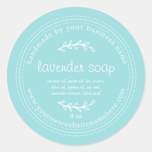 Rustic Handmade Lavender Soap Turquoise Blue Classic Round Sticker