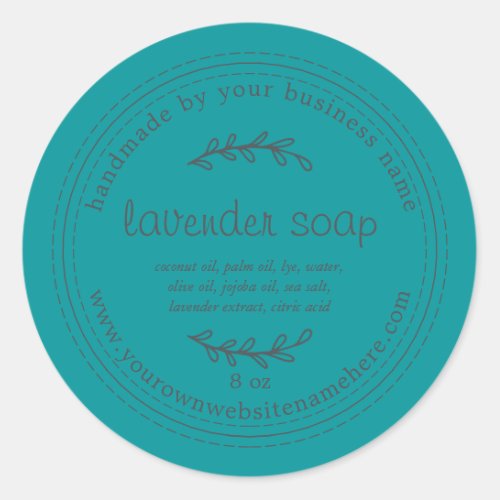 Rustic Handmade Lavender Soap Viridian Green Classic Round Sticker