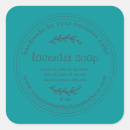 Rustic Handmade Lavender Soap Viridian Green Square Sticker