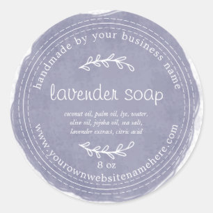 Rustic Handmade Lavender Soap Watercolor Blue Classic Round Sticker