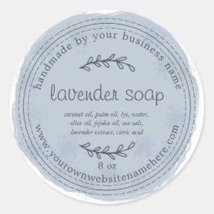 Rustic Handmade Lavender Soap Watercolor Blue Classic Round Sticker