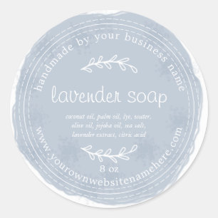 Rustic Handmade Lavender Soap Watercolor Blue Classic Round Sticker
