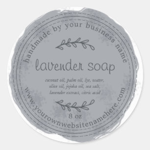 Rustic Handmade Lavender Soap Watercolor Dark Blue Classic Round Sticker