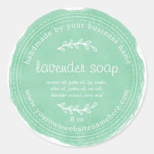 Rustic Handmade Lavender Soap Watercolor Green Classic Round Sticker
