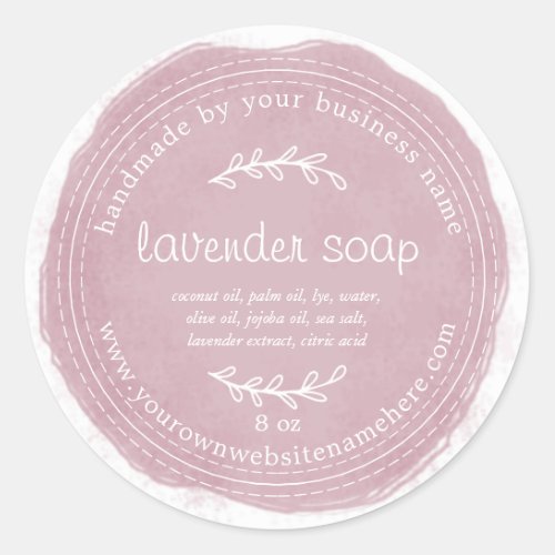 Rustic Handmade Lavender Soap Watercolor Purple Classic Round Sticker