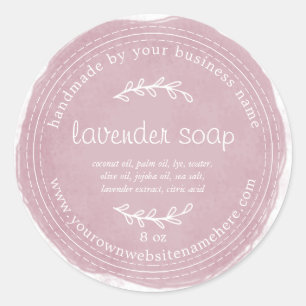Rustic Handmade Lavender Soap Watercolor Purple Classic Round Sticker