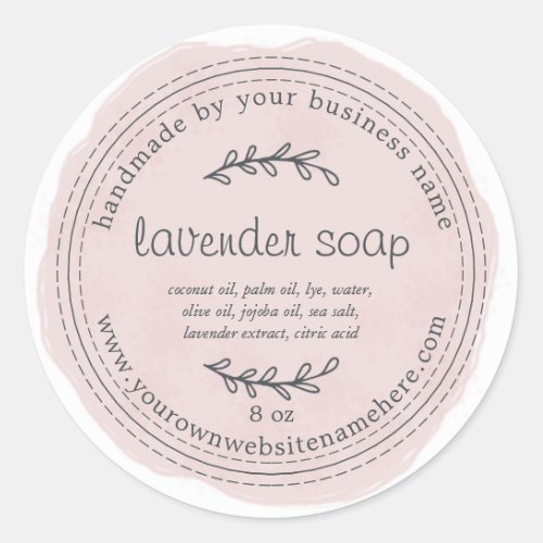 Rustic Handmade Lavender Soap Watercolor Purple Classic Round Sticker