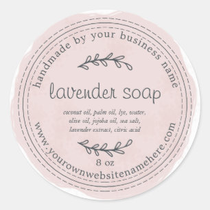 Rustic Handmade Lavender Soap Watercolor Purple Classic Round Sticker