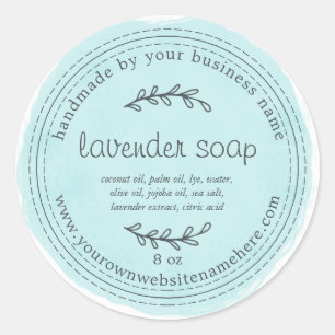 Rustic Handmade Lavender Soap Watercolor Turquoise Classic Round Sticker