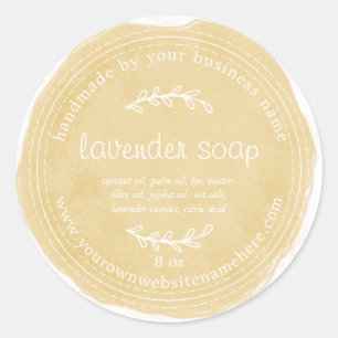 Rustic Handmade Lavender Soap Watercolor Yellow Classic Round Sticker