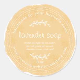 Rustic Handmade Lavender Soap Watercolor Yellow Classic Round Sticker