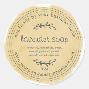 Rustic Handmade Lavender Soap Watercolor Yellow Classic Round Sticker