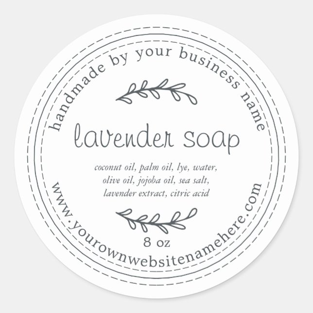 Rustic Handmade Lavender Soap White Classic Round Sticker (Front)