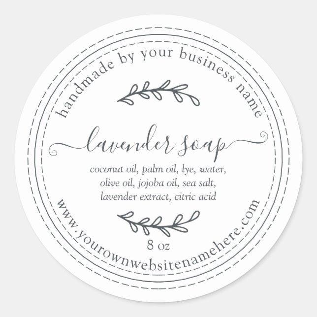 Rustic Handmade Lavender Soap White Classic Round Sticker (Front)