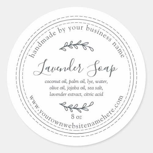 Rustic Handmade Lavender Soap White Classic Round Sticker