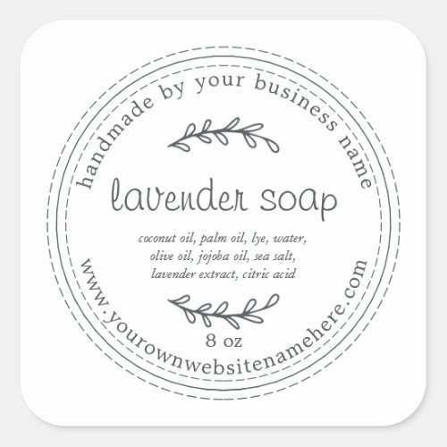 Rustic Handmade Lavender Soap White Square Sticker
