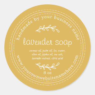 Rustic Handmade Lavender Soap Yellow Classic Round Sticker