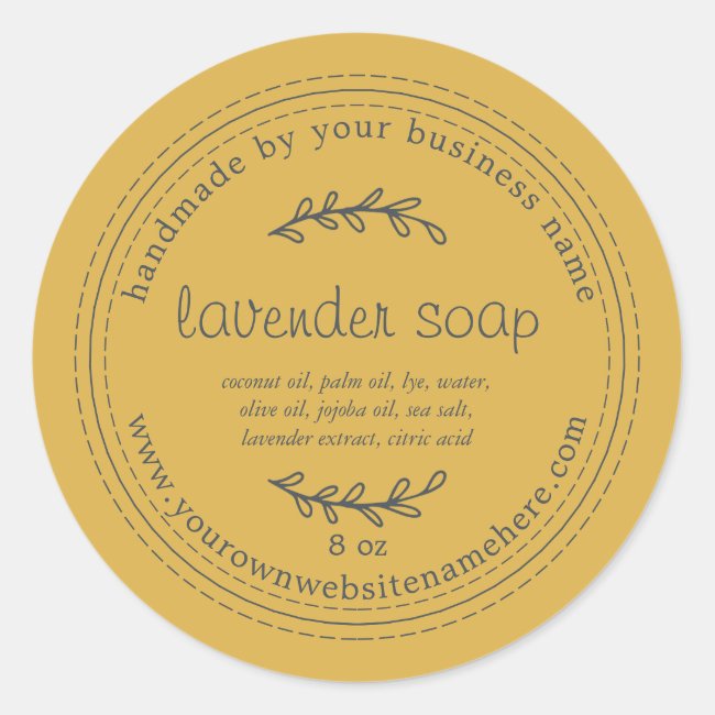 Rustic Handmade Lavender Soap Yellow Classic Round Sticker