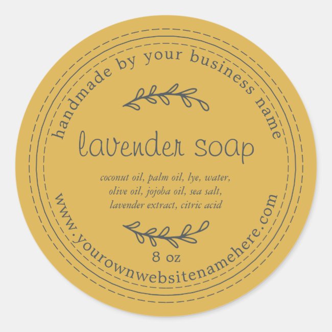 Rustic Handmade Lavender Soap Yellow Classic Round Sticker
