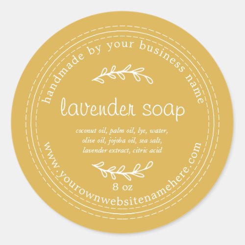 Rustic Handmade Lavender Soap Yellow Classic Round Sticker