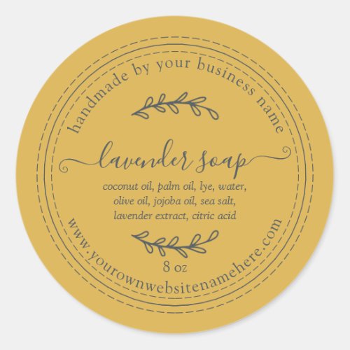 Rustic Handmade Lavender Soap Yellow Classic Round Sticker