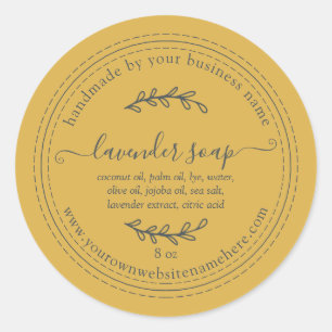 Rustic Handmade Lavender Soap Yellow Classic Round Sticker