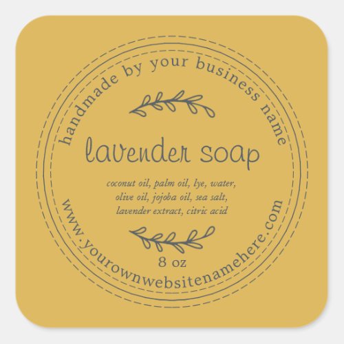 Rustic Handmade Lavender Soap Yellow Square Sticker