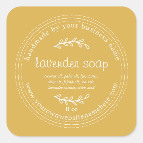 Rustic Handmade Lavender Soap Yellow Square Sticker