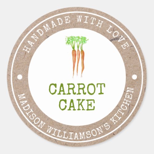 Rustic Handmade with Love   Carrot Cake Label