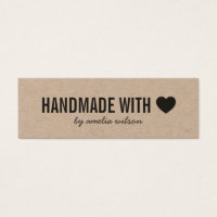 Rustic Handmade with Love Heart Kraft Social Media Mini Business Card