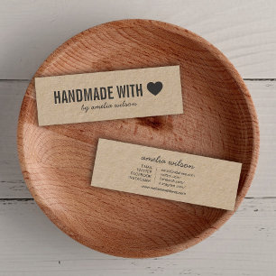 Rustic Handmade with Love Heart Kraft Social Media Mini Business Card