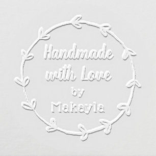 Rustic Handmade with Love Personalized Business Embosser