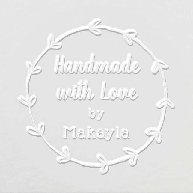 Rustic Handmade with Love Personalized Business Embosser (Design)