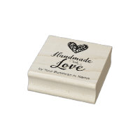Rustic Handmade with Love quote & Heart Rubber Stamp